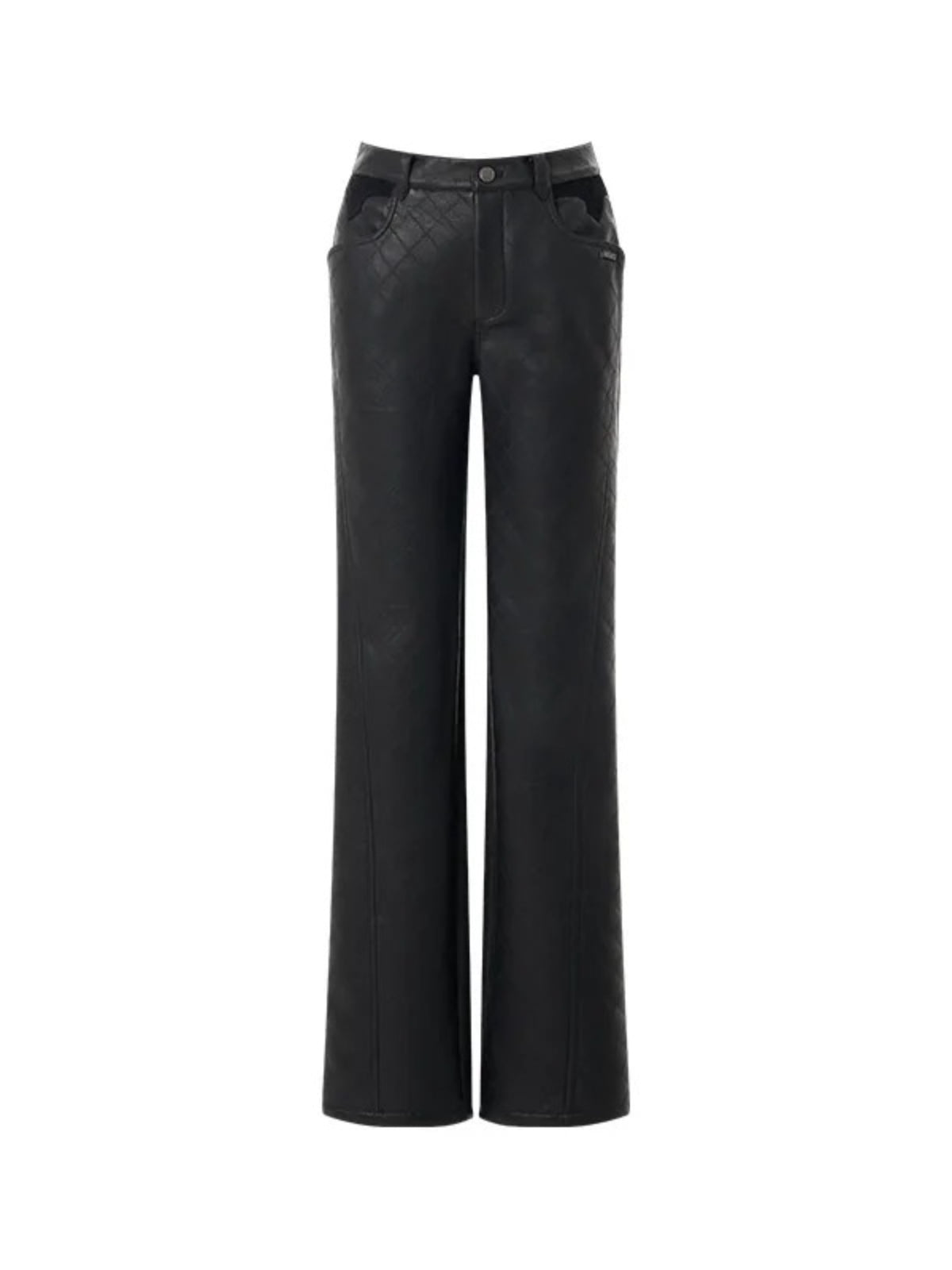 Diamond Embossed Straight Leather Pants