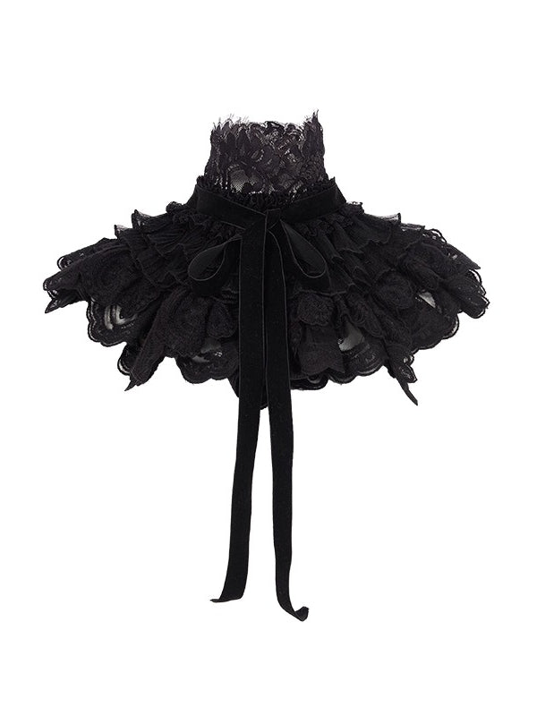 Mirage Vintage Lace-Collar Blazer & Flared Skirt Set