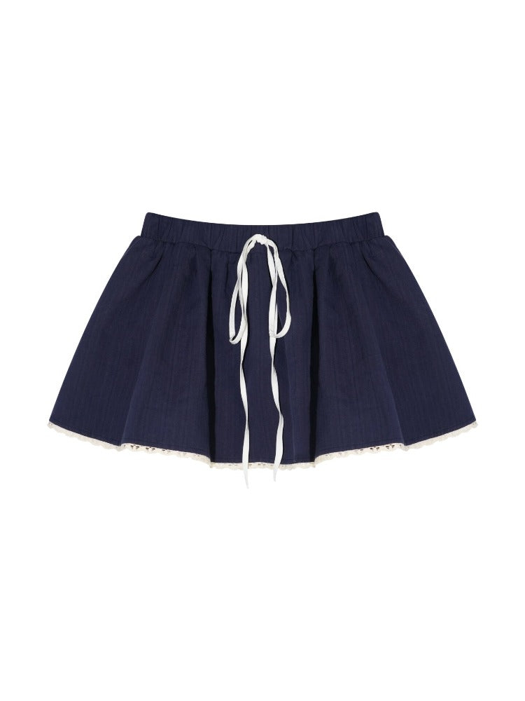 Lace Trim Jacquard Skirt
