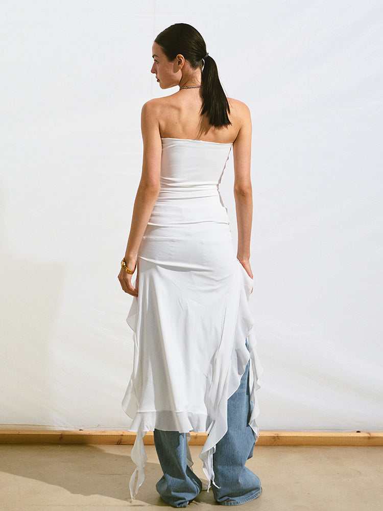 Asymmetrical Ruffle Bandeau Dress