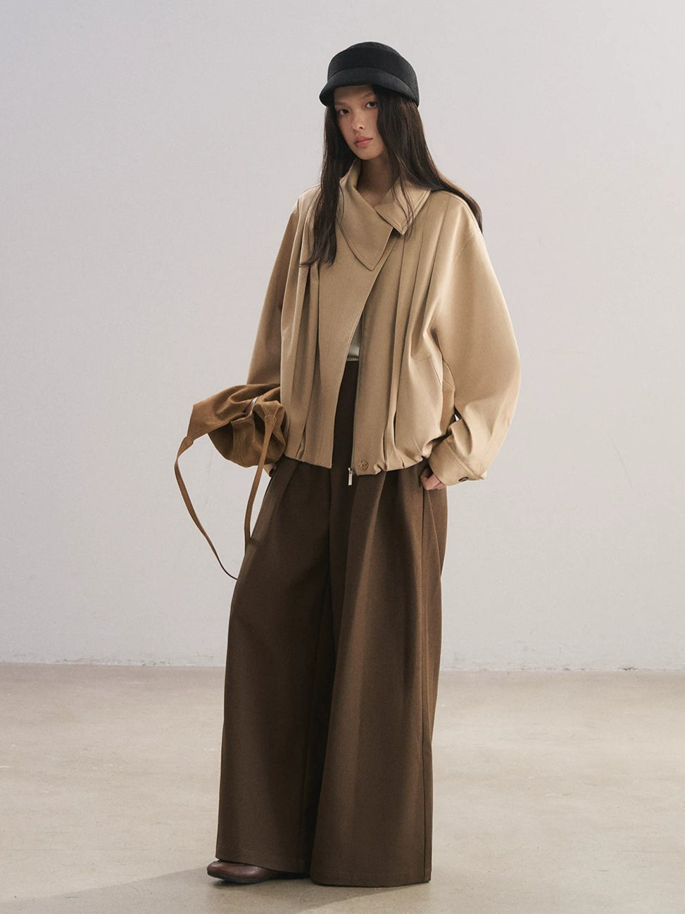 Asymmetric Lapel Bud Hem Jacket