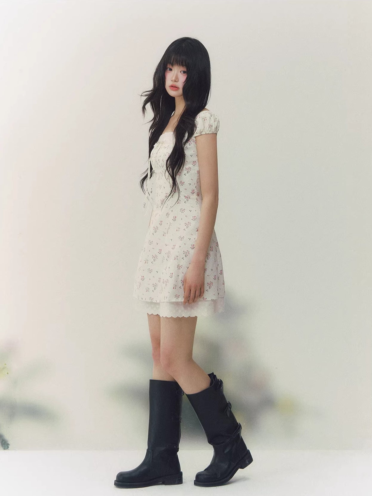 Floral Polka Waist Dress