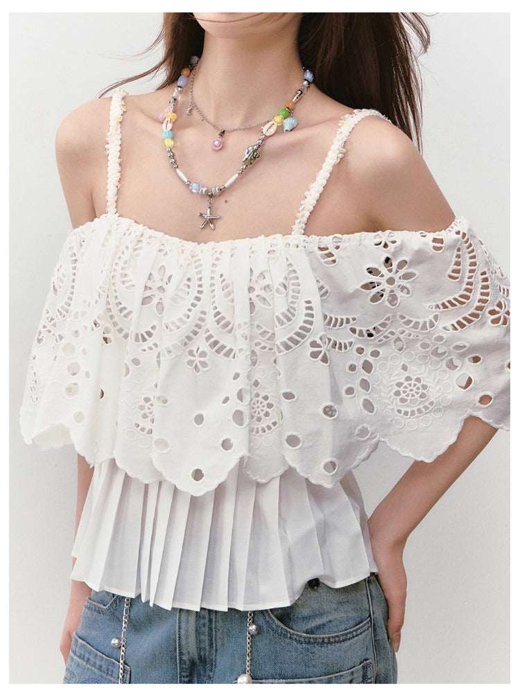 3D Hollow Embroidered Sleeveless T-shirt