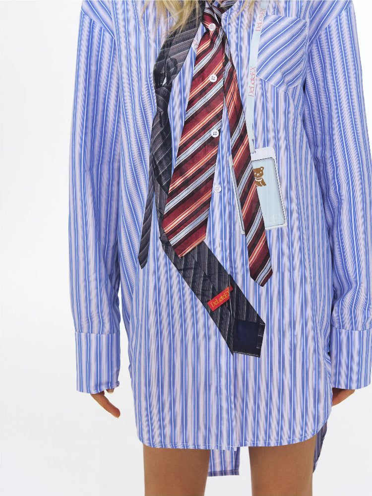 Tie Print Hooded Shirt