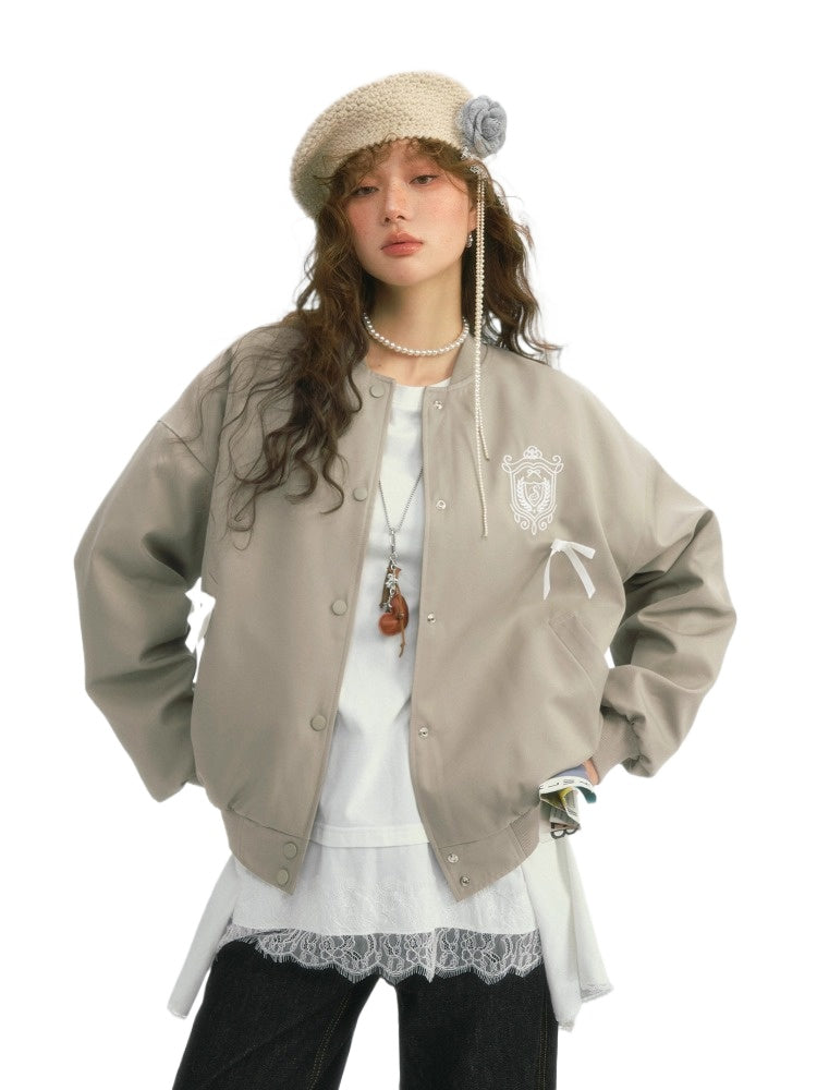 Bow Badge Baseball Jacket