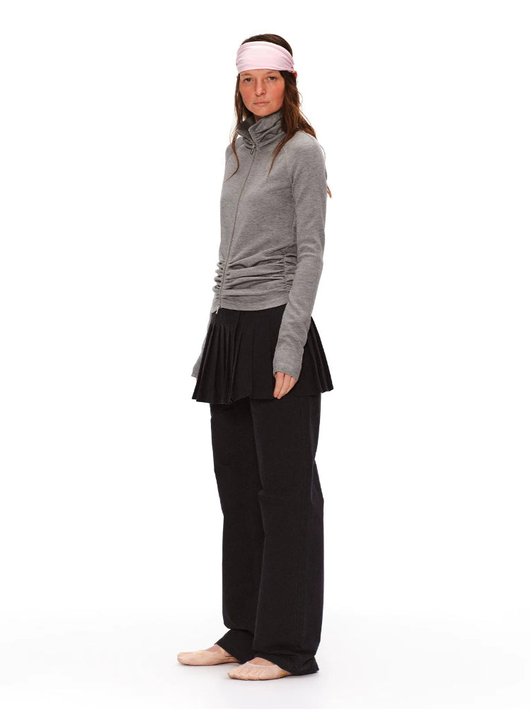 Ruched Zip Sweatshirt
