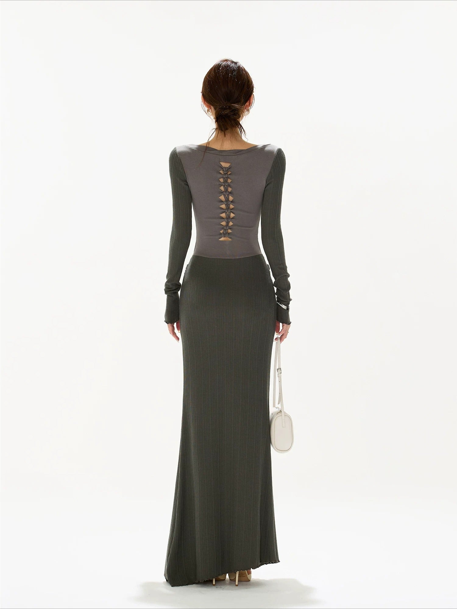 Ribbed Cutout Waist Dress