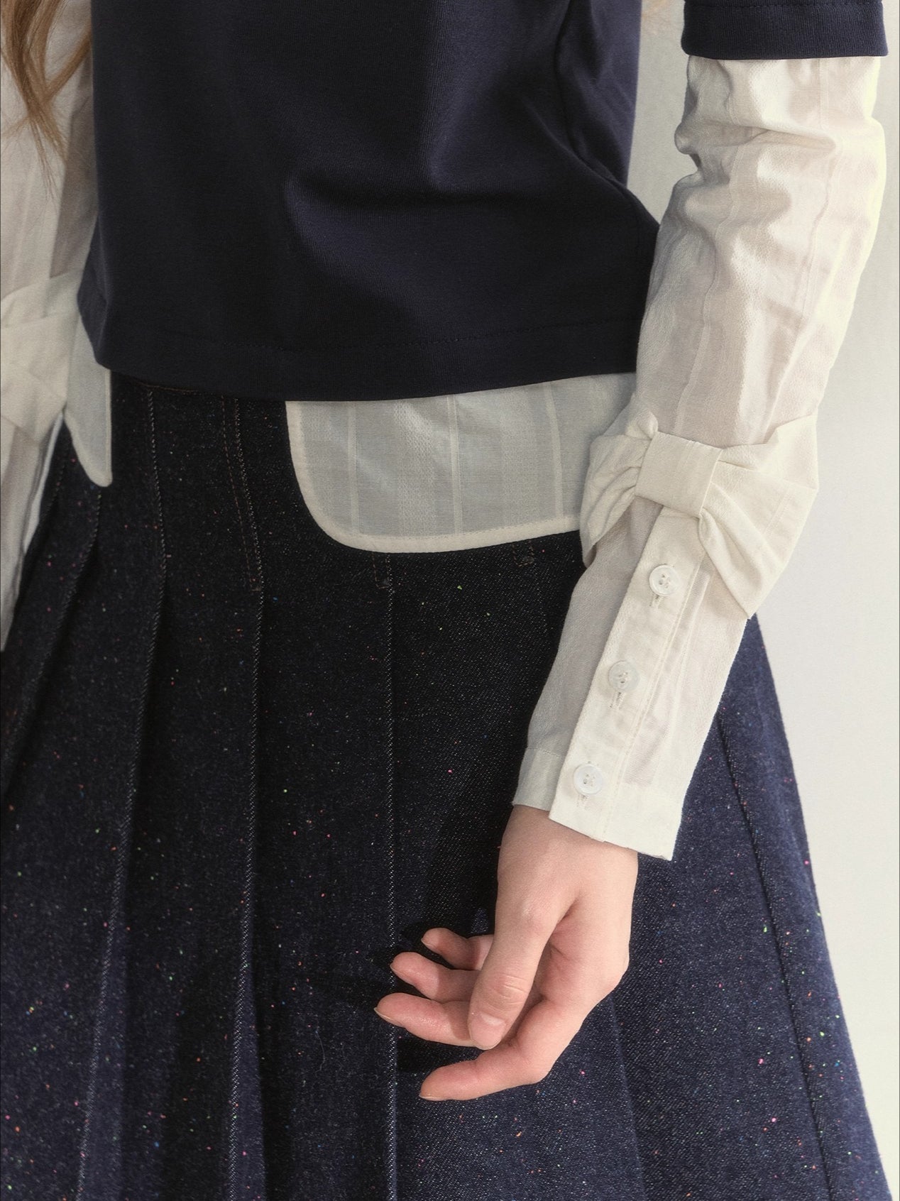 Layered Shirt Knit Top