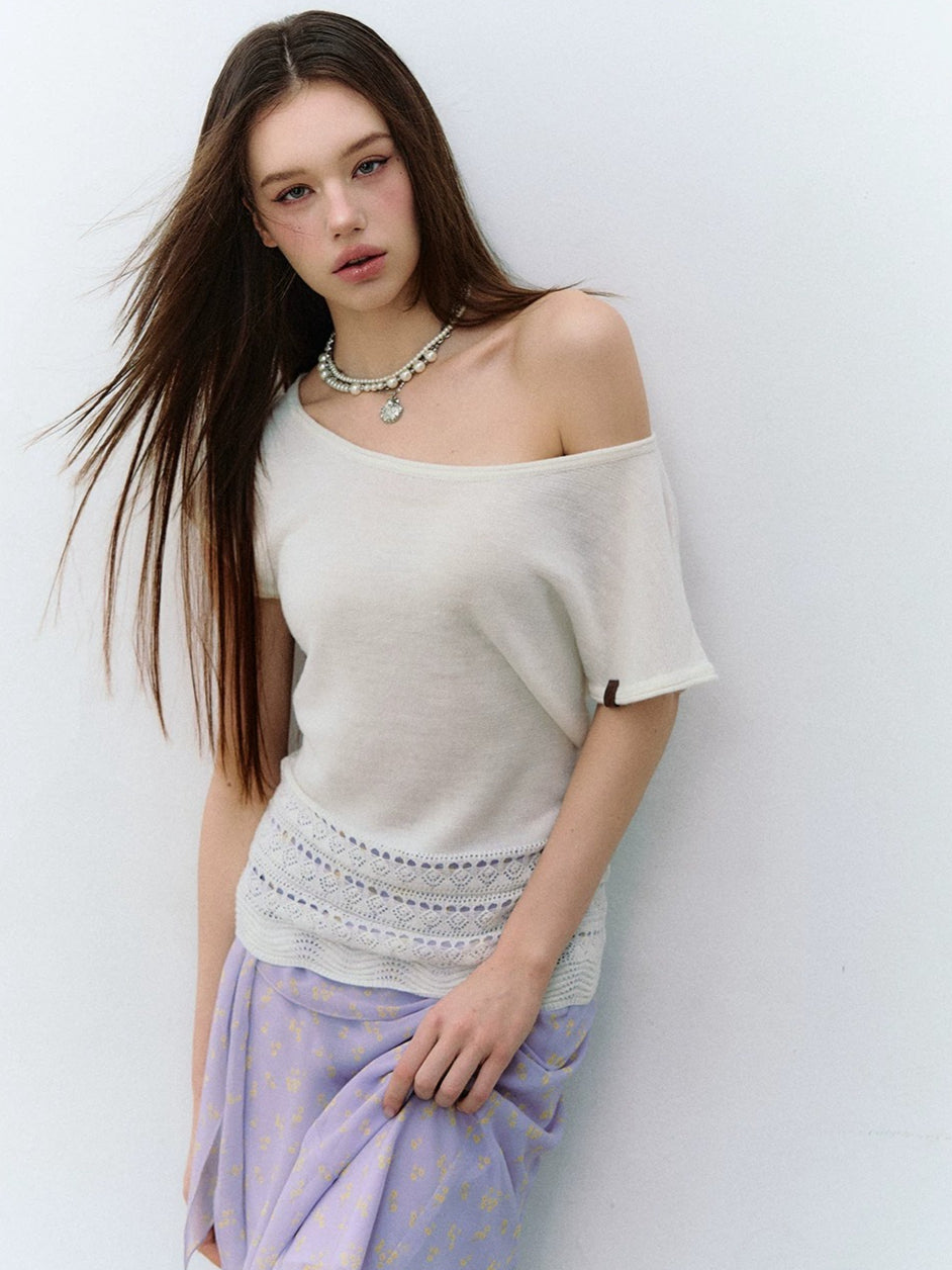 Asymmetry Linen Knit Tee