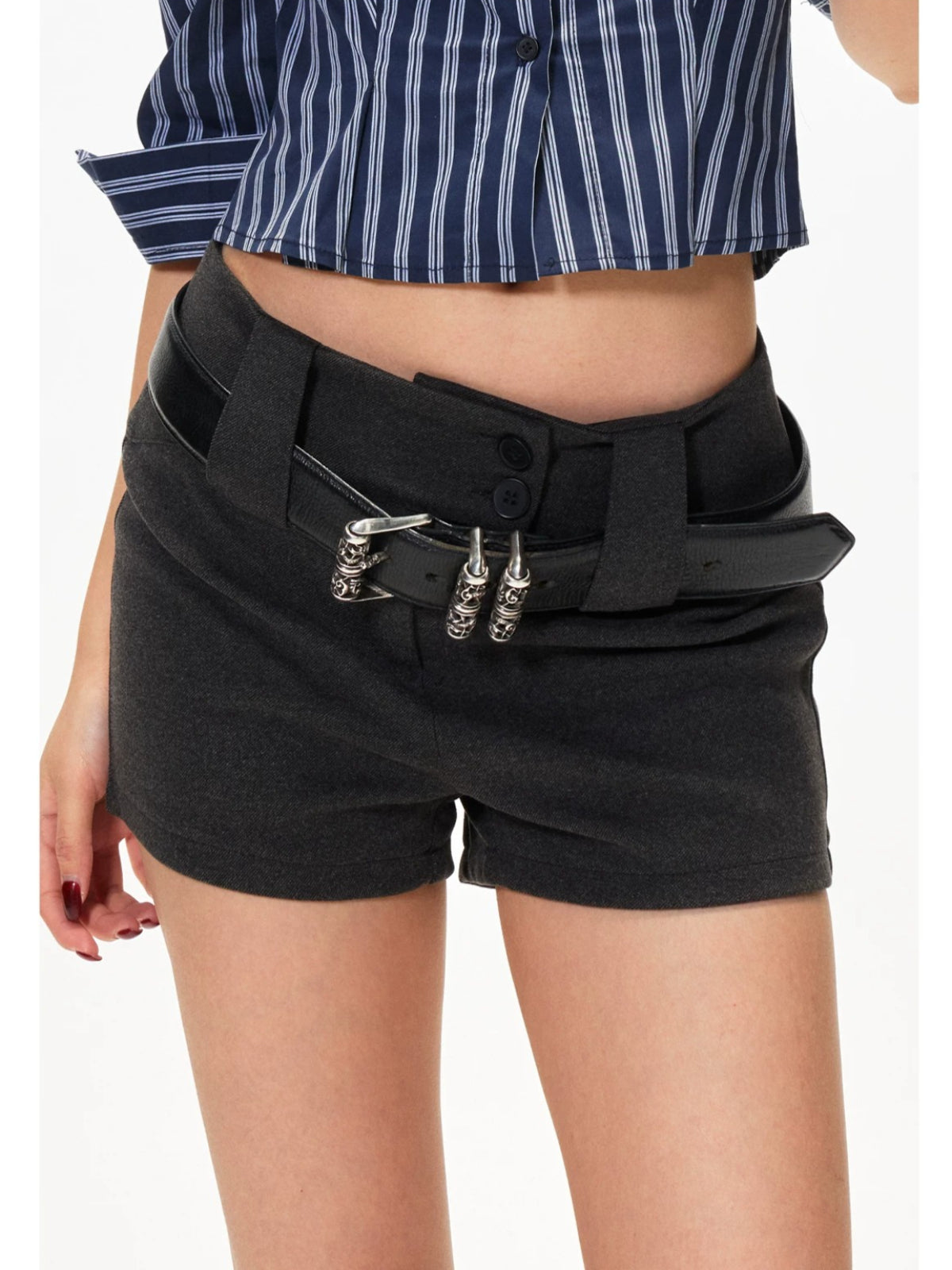 High Waist Wool Blend Shorts