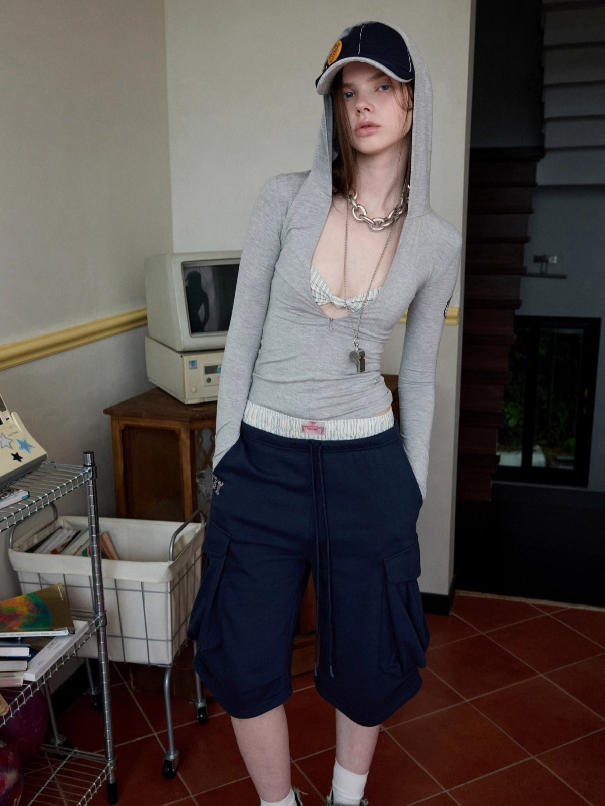 Hooded Zip Slim Long-Sleeve T-shirt