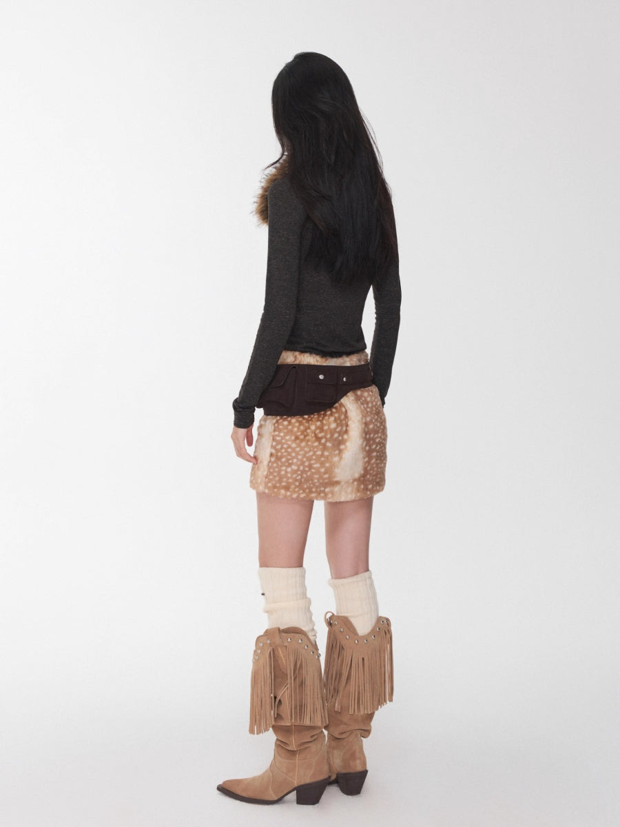 Henry Collar Animal Print Knit Top