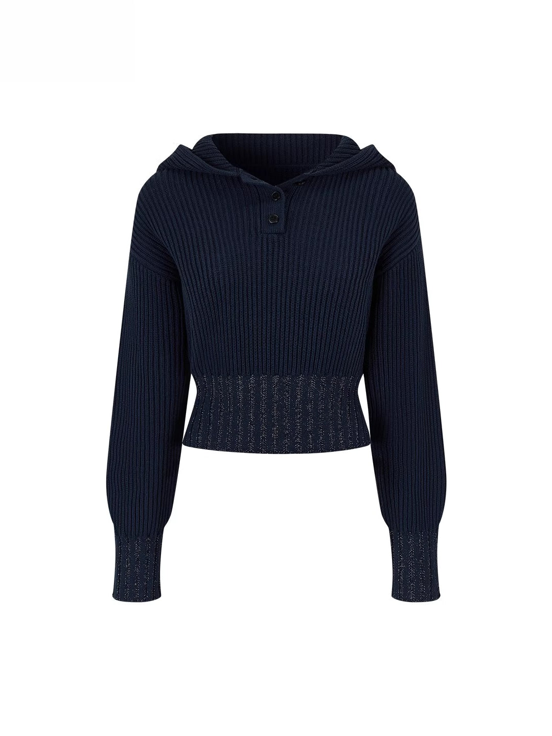 Hooded Ribbed Cropped Sweater