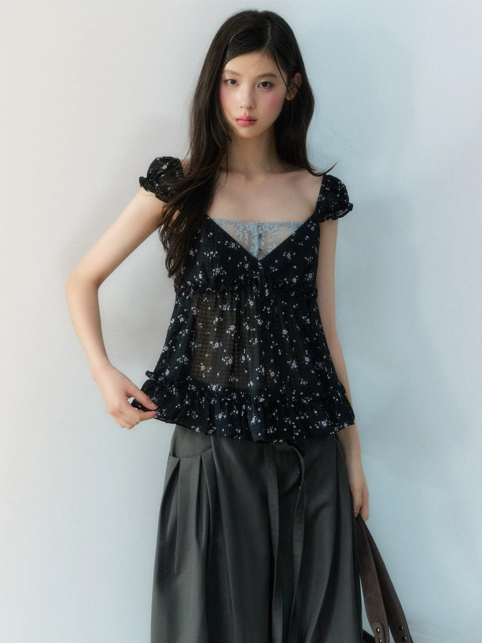 Faux Layer Lace Top