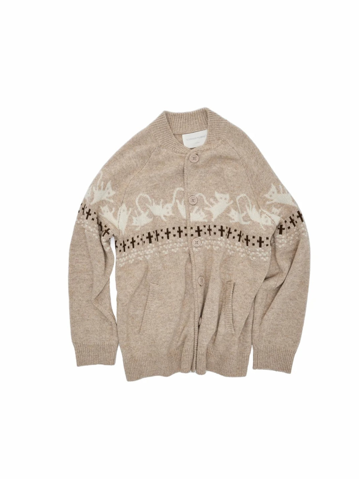 Fair Isle Cat Jacquard Cardigan
