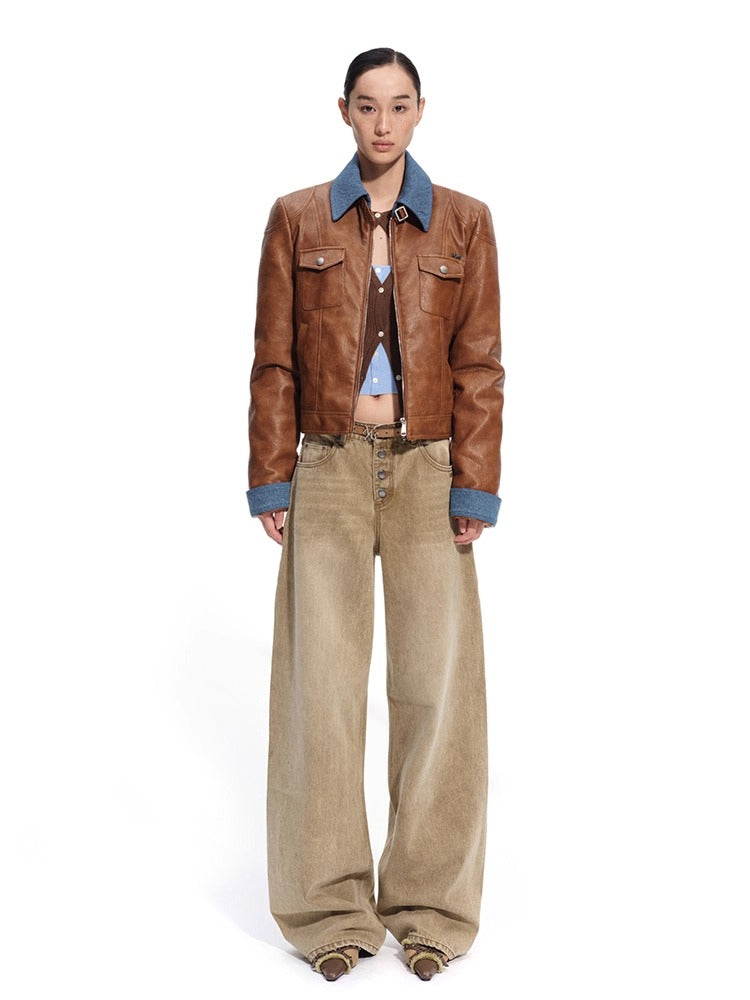 "Rose Series" Faux Shearling PU Leather Jacket