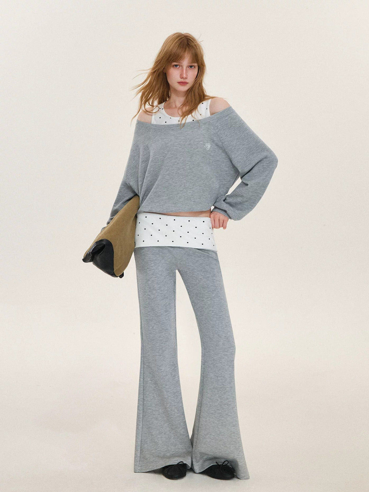 Polka Dot Layered Sweatshirt Set