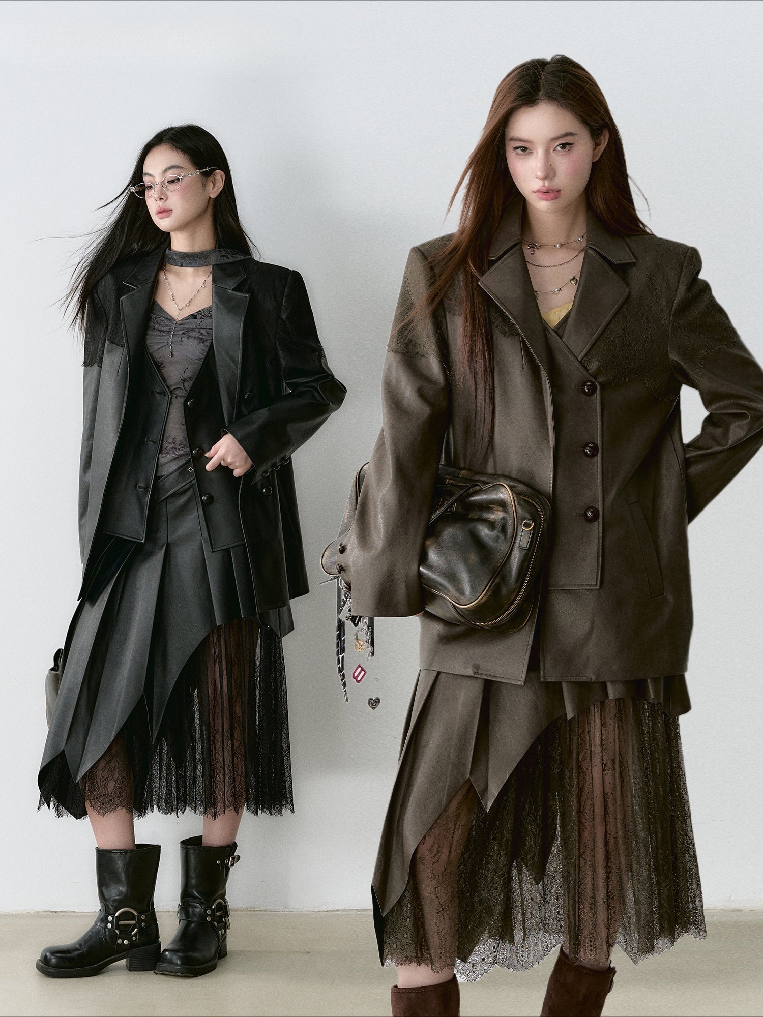 Structured Laced Leather Blazer