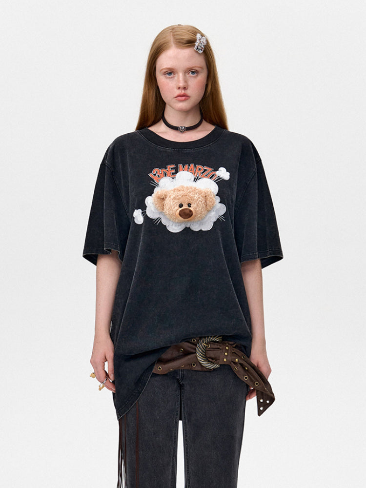 Illustrated Bear Short-Sleeve Cotton T-Shirt