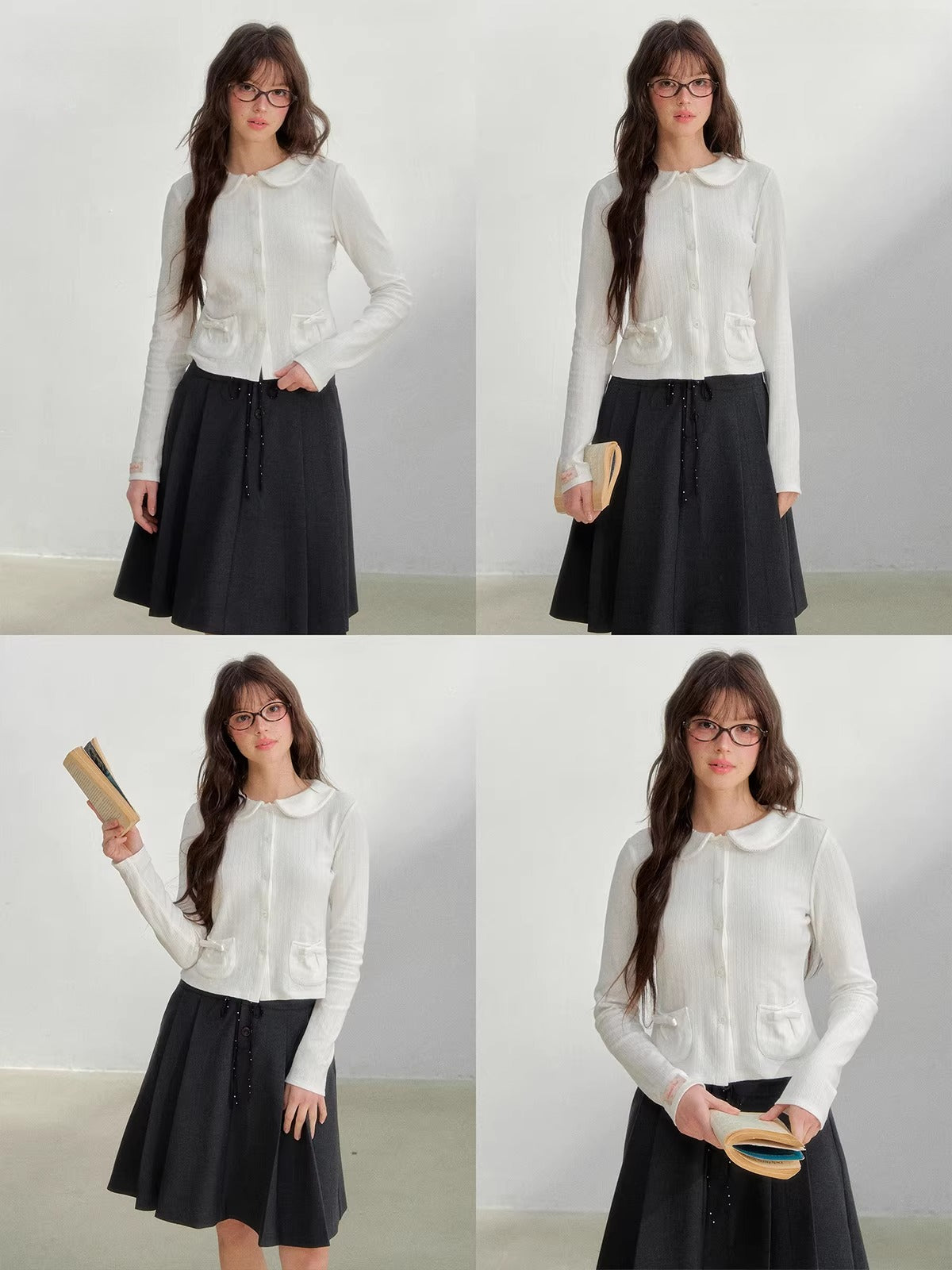 Floral Collar Cardigan & Shorts Set