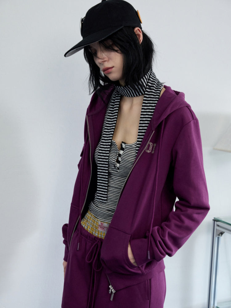 Solid Color Hoodie & Sweatpants Set