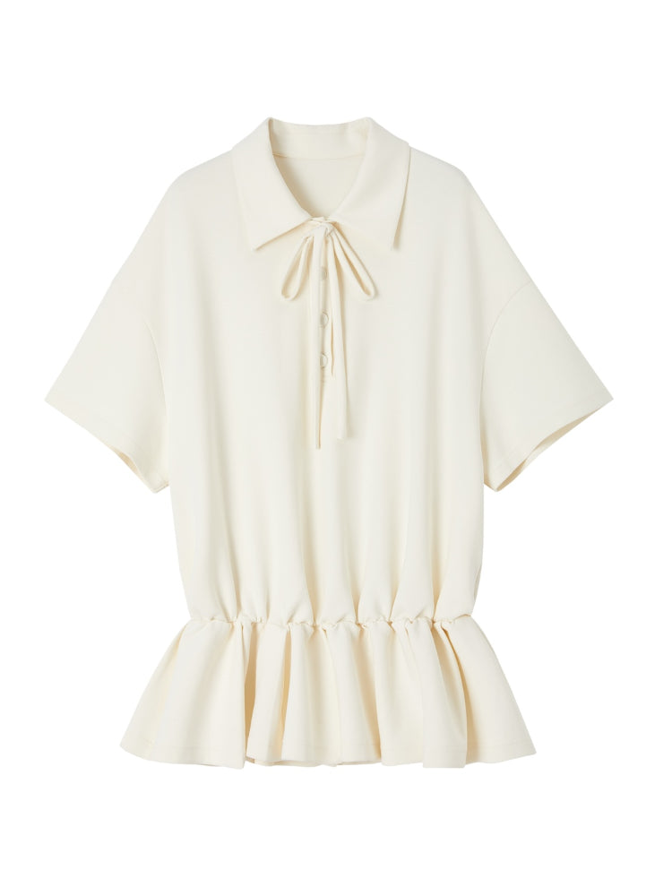Bowknot Pleated Short-sleeved Dress