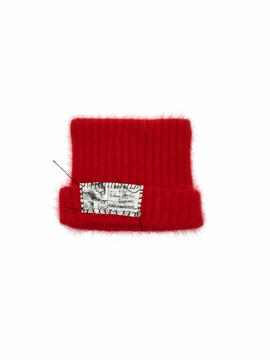 Knitted Cat-Ear Beanie with Hand-Stitched Label