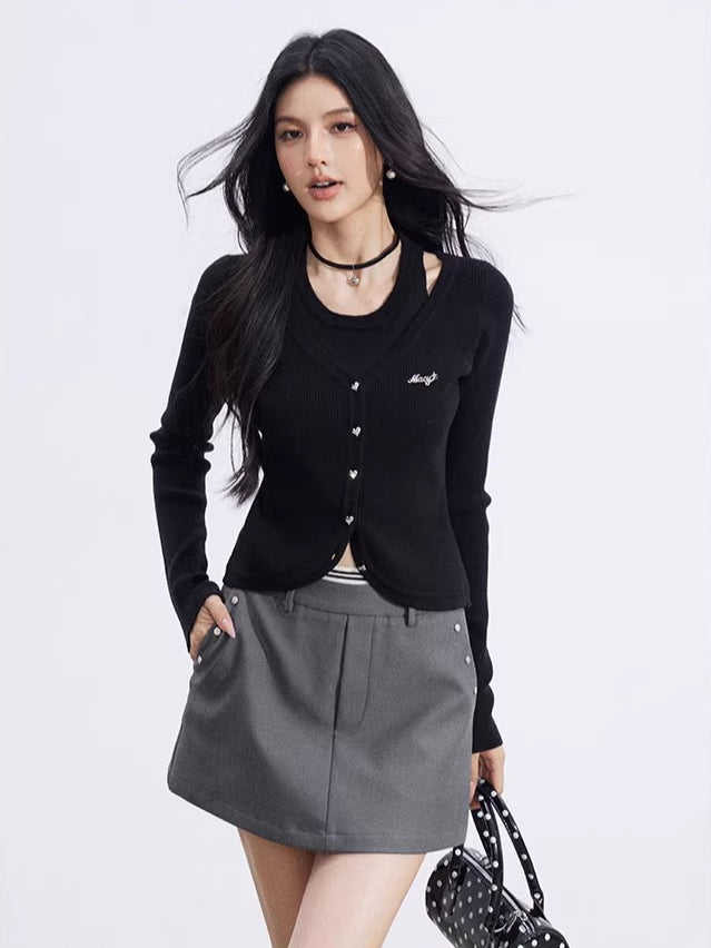Cutout Layered Knit Top