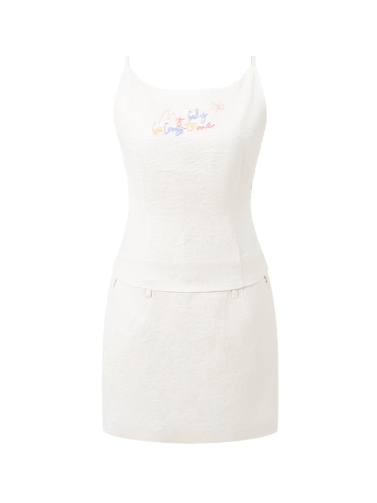 Fake Two-Piece Beaded Embroidery Cami Dress