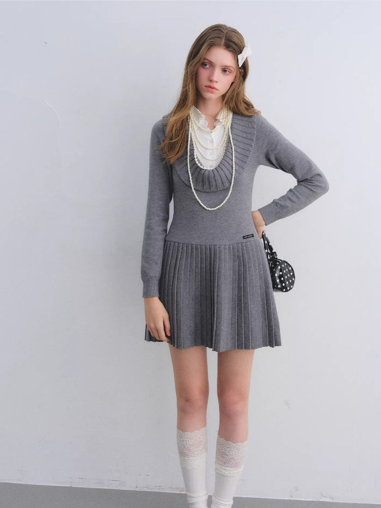 Shirt Collar Knit Dress