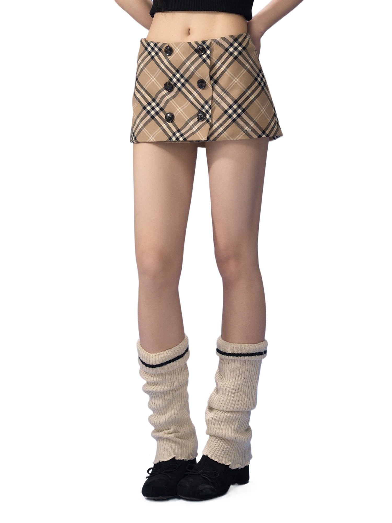 Brown Plaid Mini Skirt