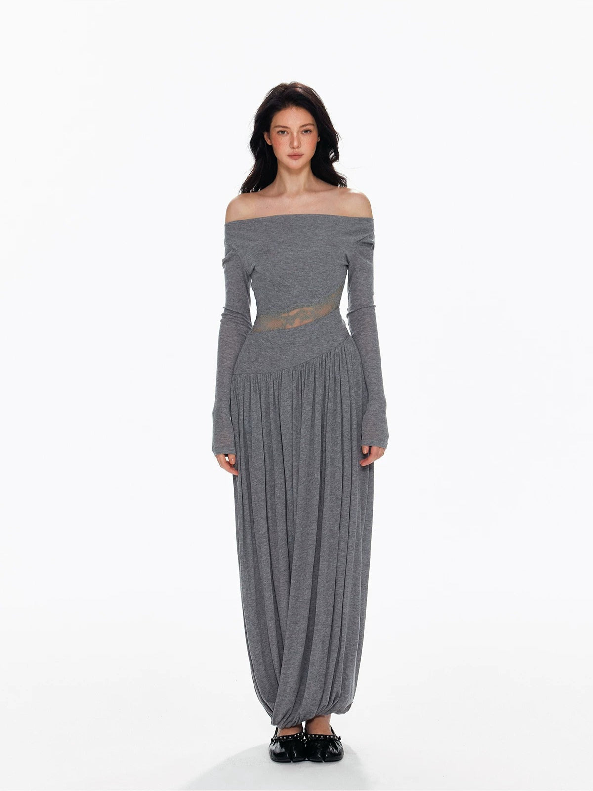 Tencel Wool Lace Waist Knit Dress