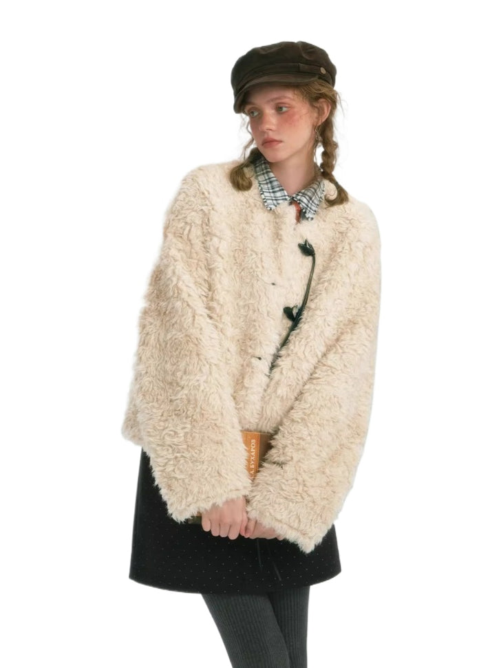 Beige Fringed Toggle Coat
