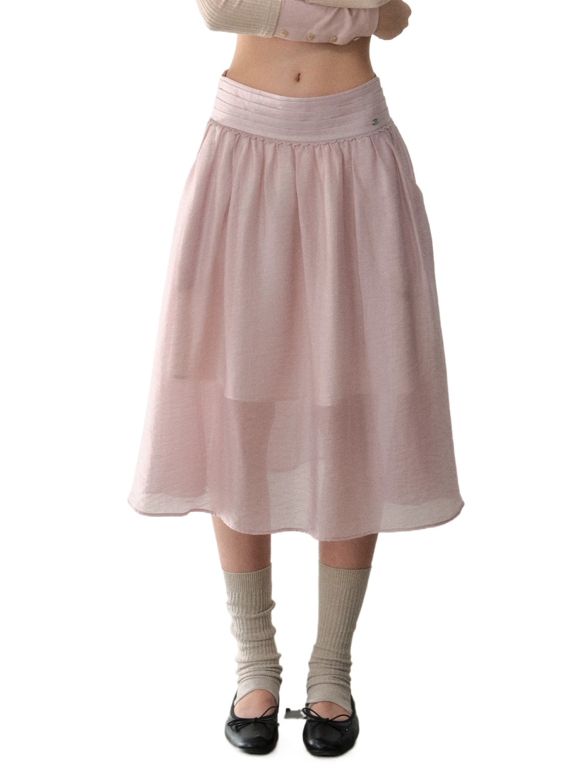 Vintage Layered Pleated Midi Skirt