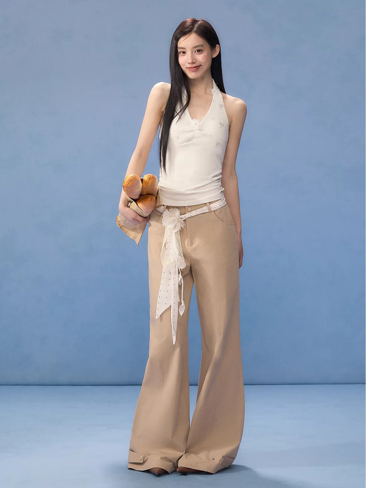 Beaded Halter Camisole & Pants Set