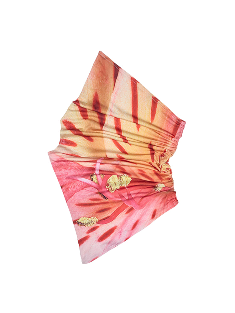 Slanted Shoulder Wrinkle-Printed Floral Vest