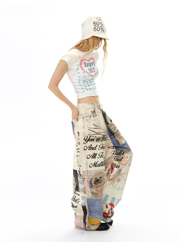 Flocked Star Print T-Shirt