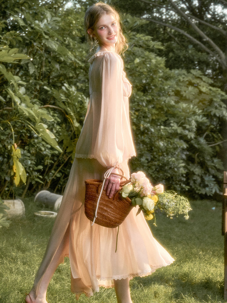 Tencel Elegant Retro Shirt & Skirt Set