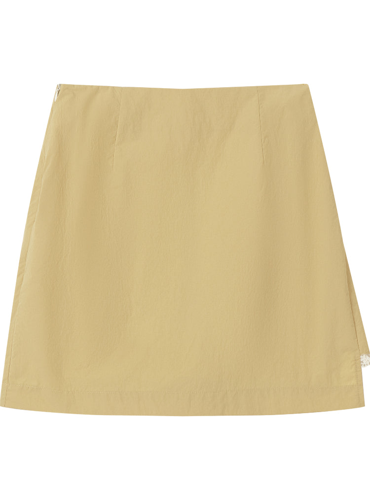 Color Blocking Lace Trimmed Short-Sleeve Outerwear & Skirt Set