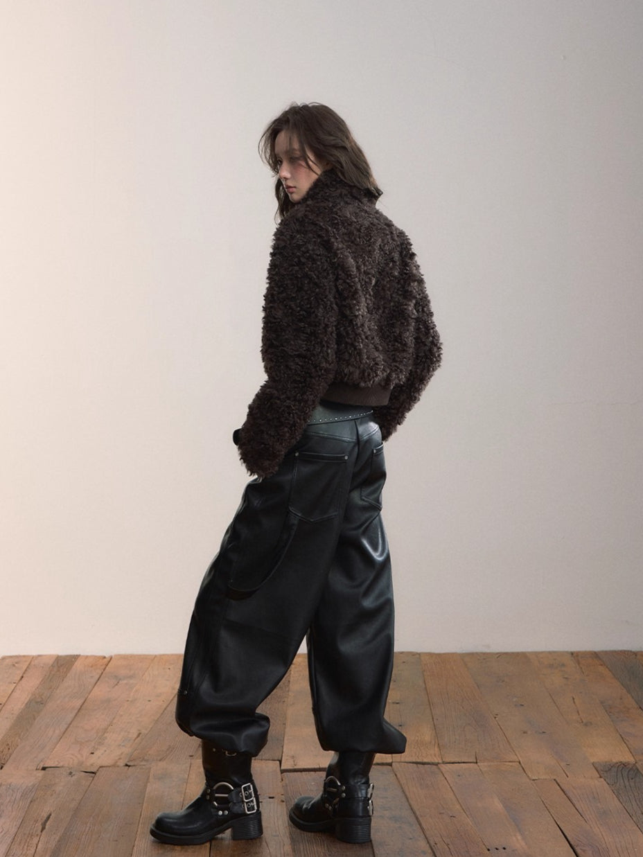 High-Neck Faux Fur Jacket