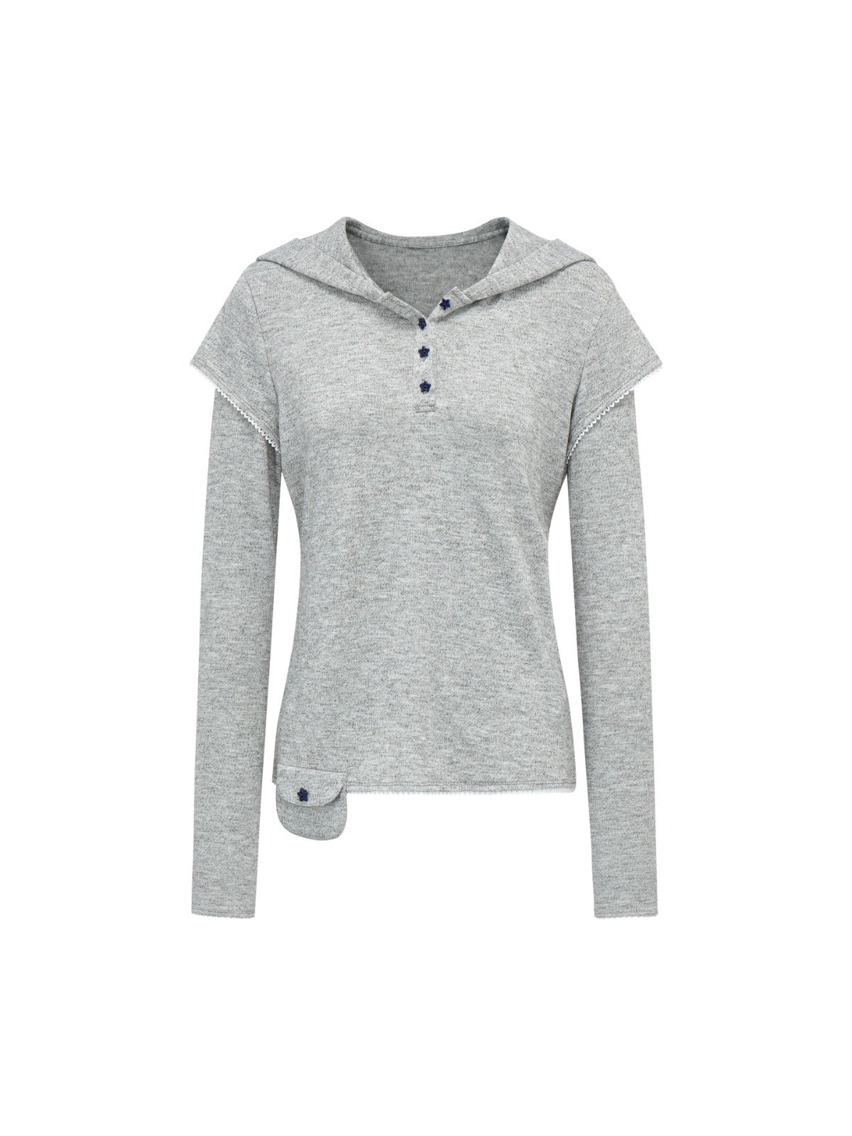 Star Button Layered Henley Top