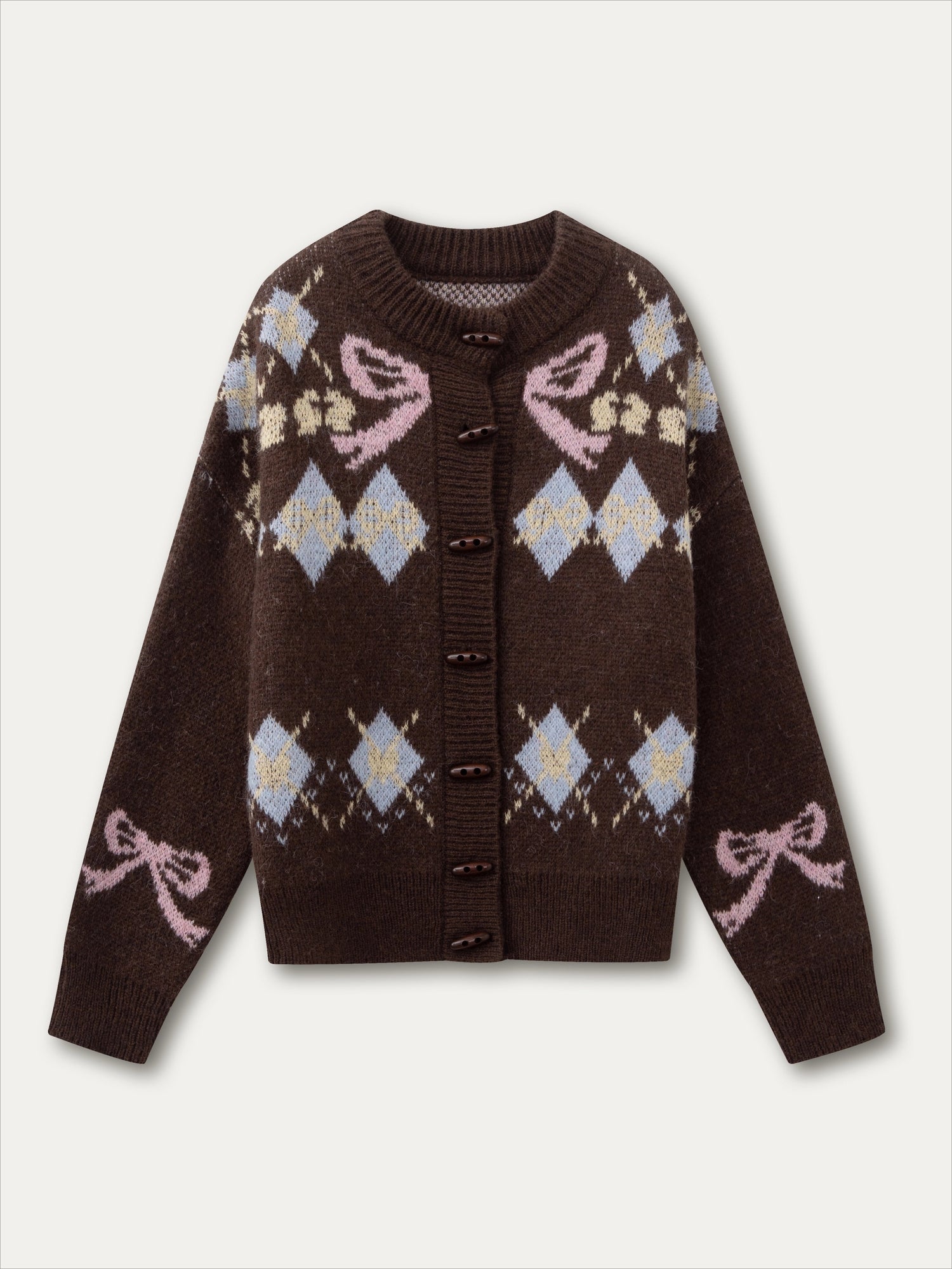 Fair Isle Wool Blend Toggle Buttons Sweater