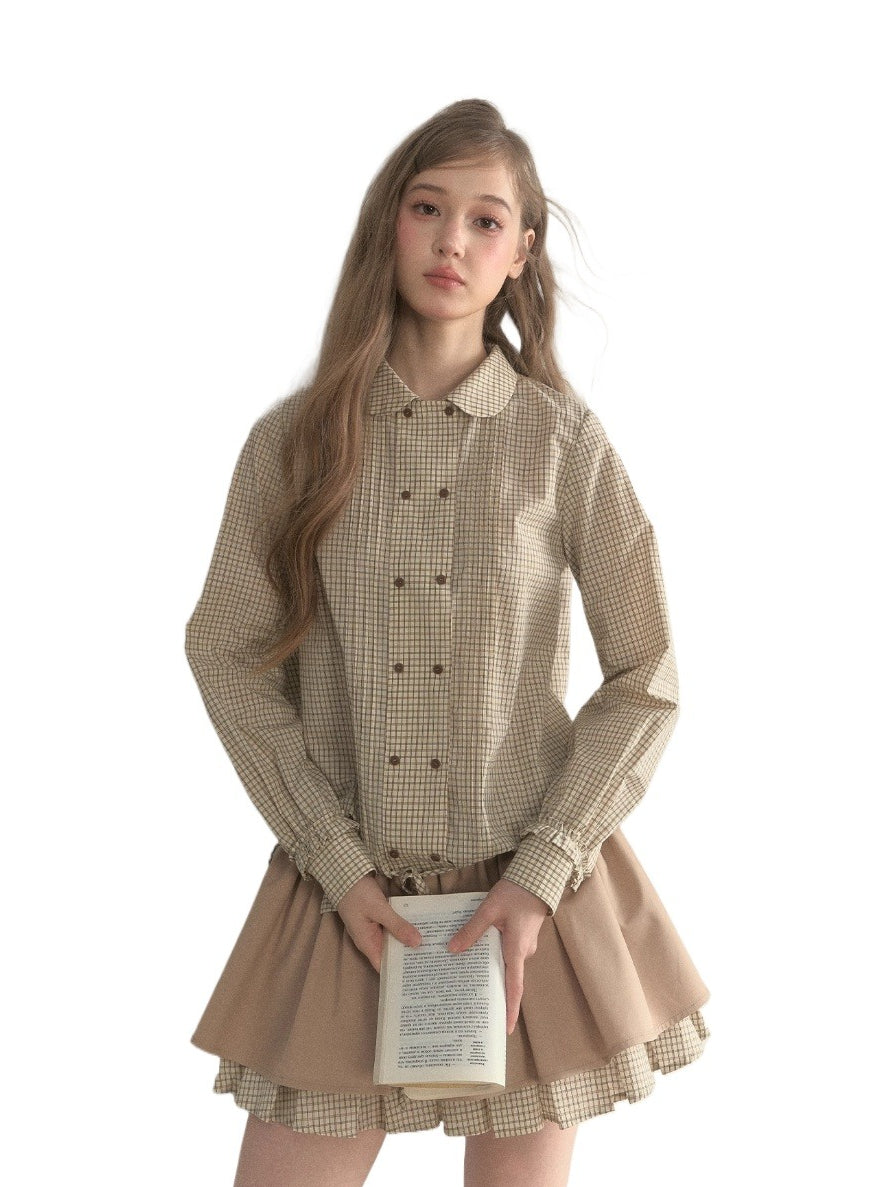 Vintage Doll Collar Double-Breasted Shirt