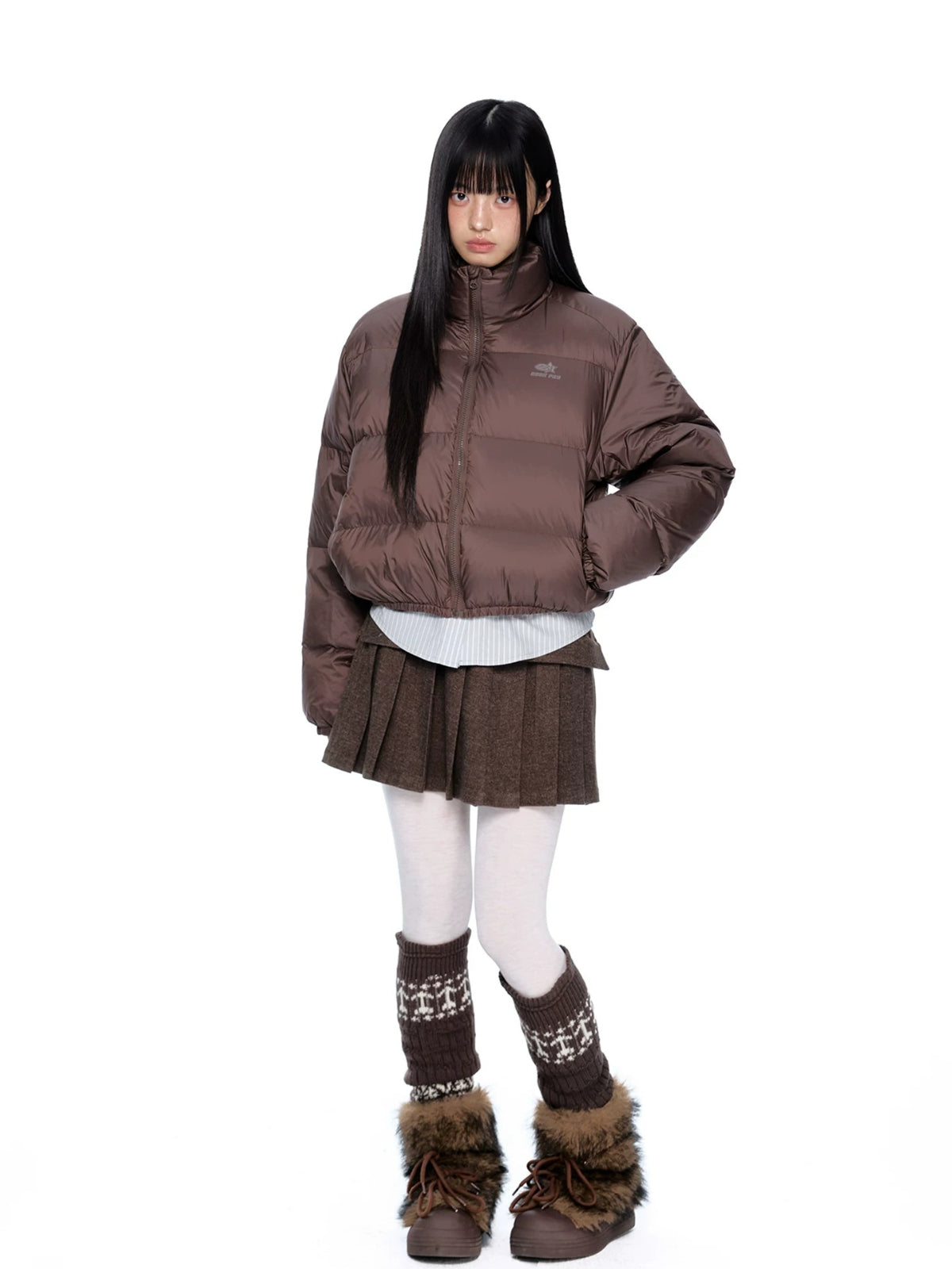 Maillard Cropped Down Puffer Jacket