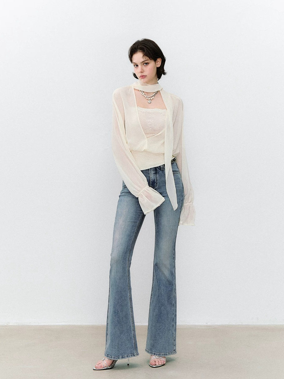 Navy & Blue Vintage Flare Jeans