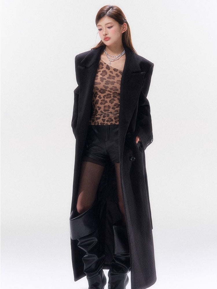 Hokkaido Wool-Blend Belted Lapel Long Coat