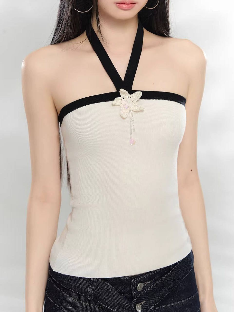 Colorblock Halter Knit Top