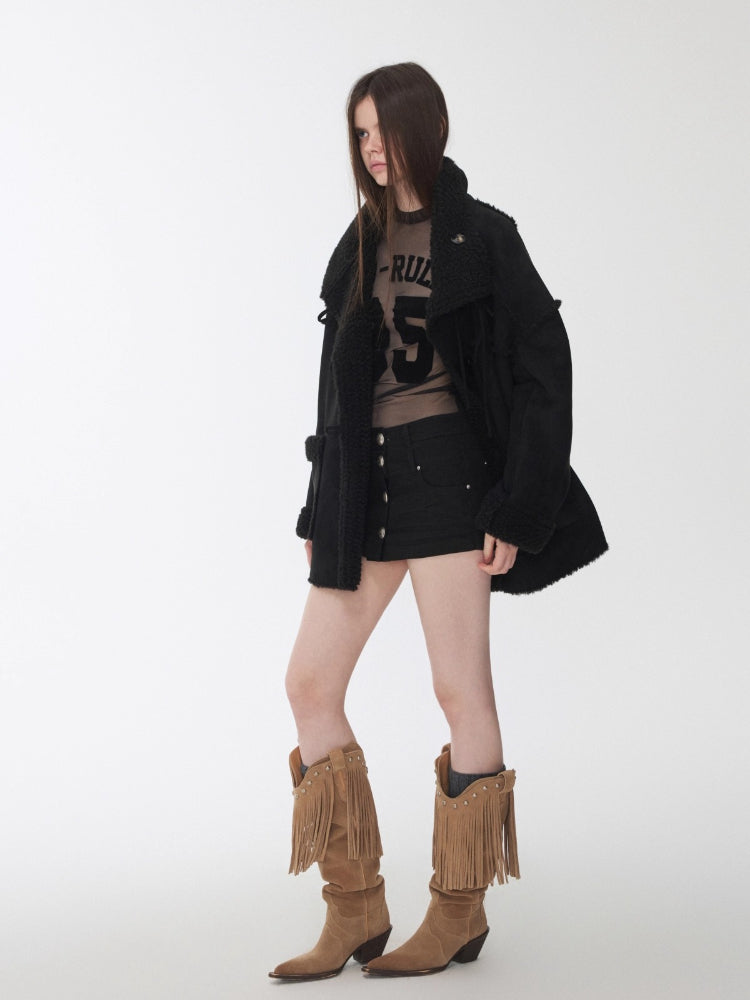Flocked Mesh Sporty Turtleneck Top