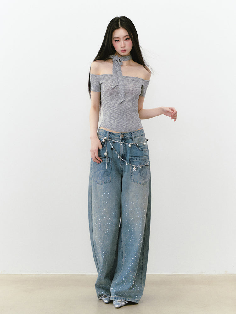 Reversible Strap Thin Knit Bustier Vest