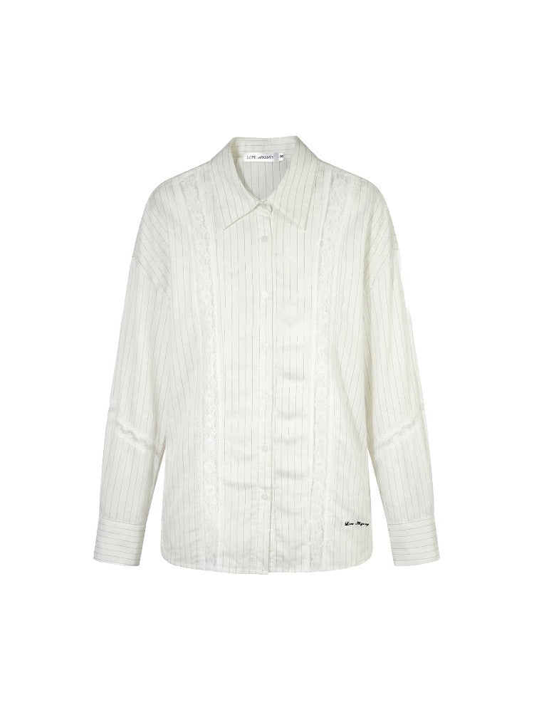 Striped Lace Shirt Set